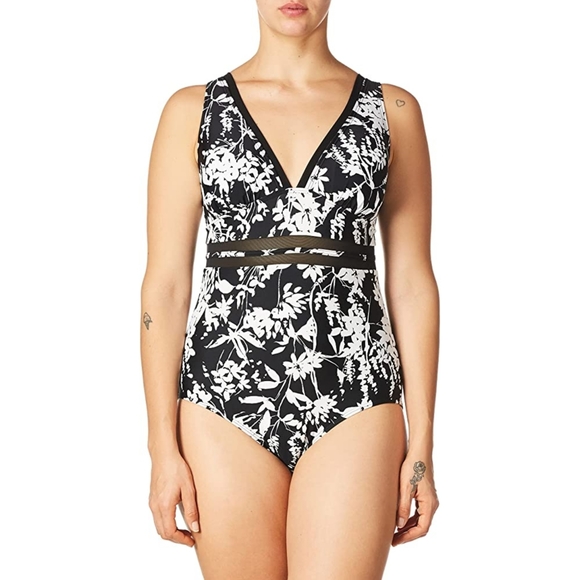 TOMMY HILFIGER PRINT ILLUSION ONE PIECE SWIMSUIT - Picture 1 of 4